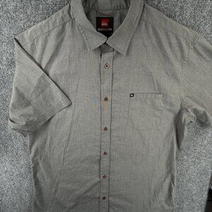 Quiksilver Quicksilver Men Button Up Shirt Skater Woven XL Gray Short Sleeve Reg